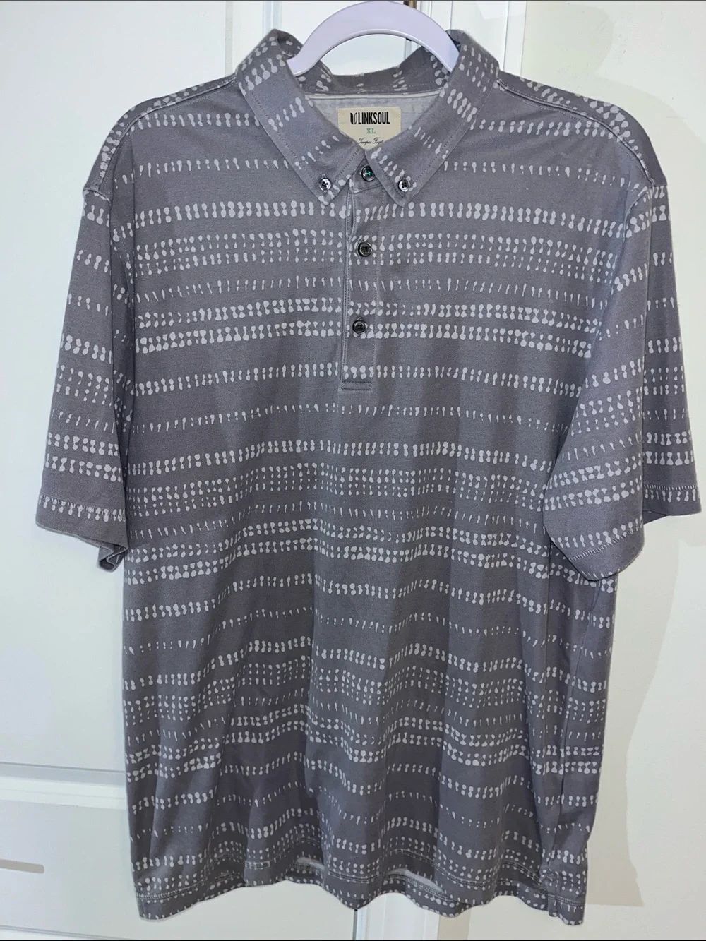 Linksoul John Ashworth Co Tempus Fugit Men’s Casual golf Polo shirt-XL Slim Gray